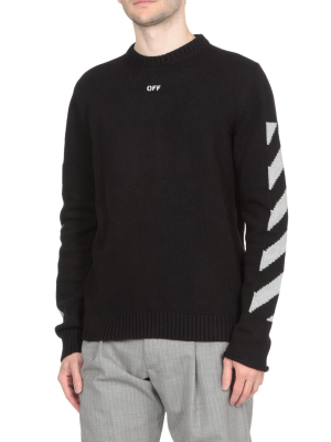 Off-white Diagonal Stripe Intarsia Jumper