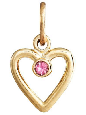 Birth Jewel Heart Charm With Pink Tourmaline