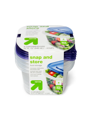 Snap And Store Medium Square Food Storage Container - 4ct/32 Fl Oz - Up&up™