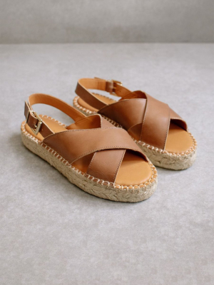 Crossed Strap Sandals | Camel