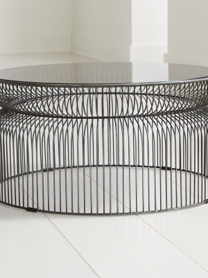 Spoke Smoke Glass Graphite Metal Coffee Table