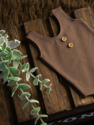 Sleeveless Stitch Romper - Textured - Mocha