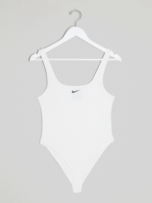 Nike Scoop Neck Tank Bodysuit In White