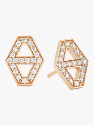 Keynes Diamond Hexagon Stud Earrings