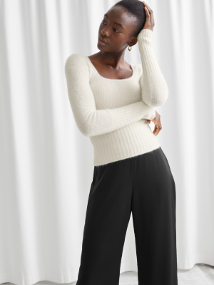 Fitted Alpaca Blend Knit Top