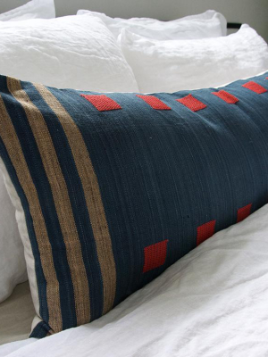 Naga Tribal Extra Long Lumbar Pillow - Blue, Red - 14x36 (final Sale)