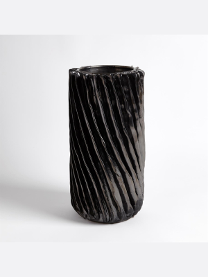 Global Views Radiator Swirl Vase Large - Gunmetal