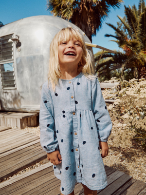 Chambray Polka Dot Dress