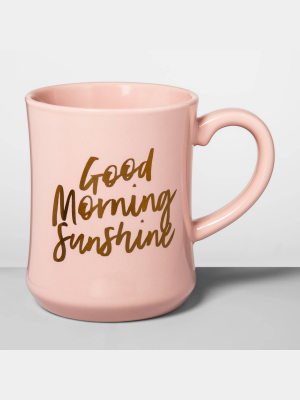 15oz Stoneware Good Morning Diner Mug Light Pink - Opalhouse™