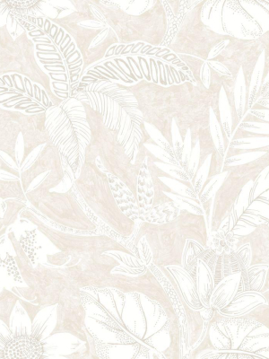 Rainforest Leaves Wallpaper In Sand Dune And Brushed Taupe From The Boho Rhapsody Collection By Seabrook Wallcoverings