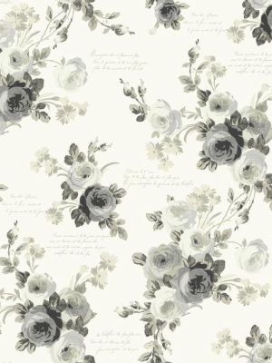 Heirloom Rose Peel & Stick Wallpaper In Grey And Neutrals By Joanna Gaines For York Wallcoverings