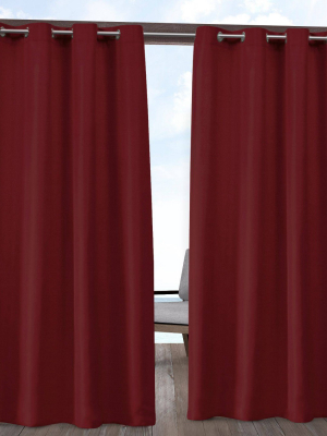 Set Of 2 120"x54" Solid Cabana Grommet Top Light Filtering Curtain Panels Red - Exclusive Home