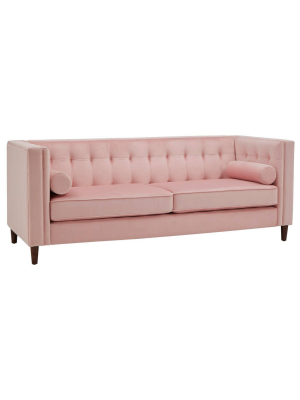 Karissa Velvet Sofa With Pillows Pink - Inspire Q