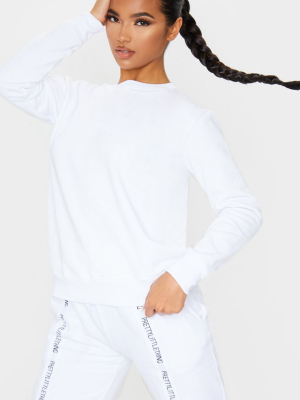 White Basic Crew Neck Sweater