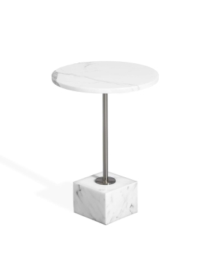 Interlude Home Rian Marble Side Table In Arabescato