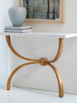 Global Views Teton Console Gold With White Marble Top