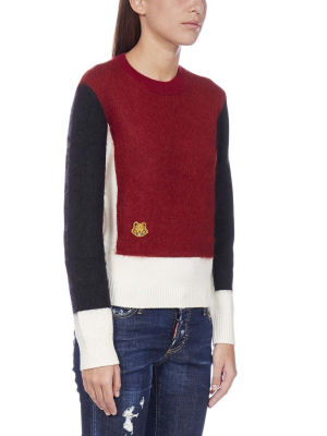 Kenzo Tiger Patch Colour-block Knit Sweater