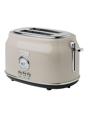 Haden 75003 Dorset Wide Slot Stainless Steel Body Countertop Retro 2 Slice Toaster With Adjustable Browning Control, Putty Beige