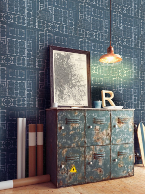 Chateau Wallpaper In Blue From The Eclectic Collection By Mind The Gap