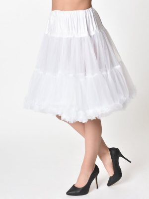 Unique Vintage 1950s White Retro Style Ruffled Petticoat Crinoline