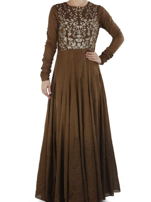 Floor-length Fit & Flare Embroidered Dress