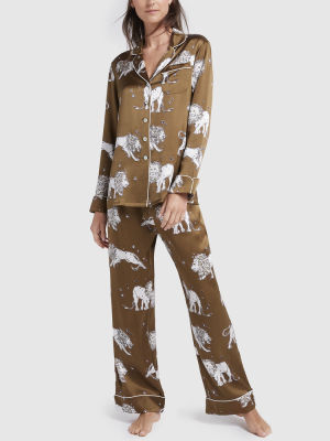 Lila Narcissa Silk Long-sleeve Pajama Set