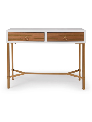 Jupiter Desk Console Table White/gold - Adore Decor