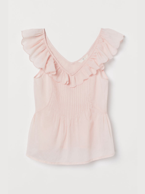 Ruffle-trimmed Cotton Top