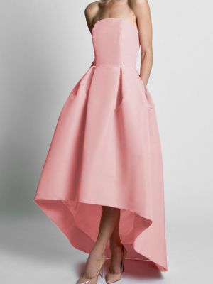 Silk Faille Strapless High Low Gown