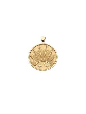 Strong Jw Small Pendant Coin In Solid Gold (rising Sun)