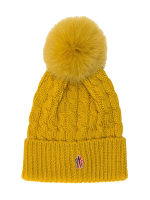 Moncler Grenoble Logo Patch Pompom Beanie