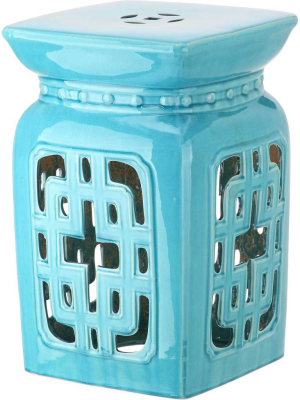 Beatrice Filigree Garden Stool Light Blue