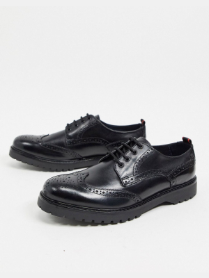 Base London Riddle Brogues In Black Leather