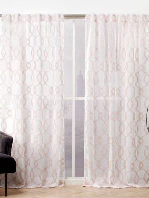 Soft Trellis Hidden Tab Top Curtain Panel Pair - Nicole Miller