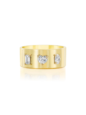 Fancy Cut Diamond 18k Yellow Gold Ring