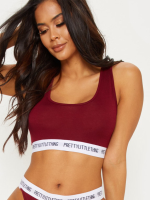 Prettylittlething Maroon Sports Bra