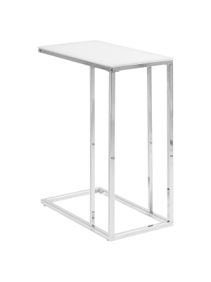 Accent Table - Chrome Metal, Frosted Tempered Glass - Everyroom