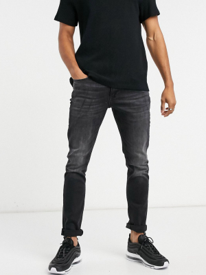 River Island Skinny Jeans With Rips In Black