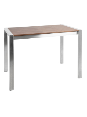 Fuji Contemporary Counter Table Brushed Stainless Steel Walnut - Lumisource