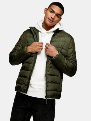 Selected Homme Khaki Plastic Puffer Jacket