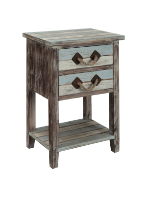 Nautical Two Drawer Accent Table Natural/brown - Treasure Trove Accents