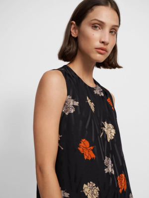 Draped Shoulder Top In Carnation Jacquard