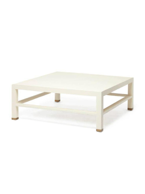 Jarin Square Coffee Table White Faux Belgian Linen