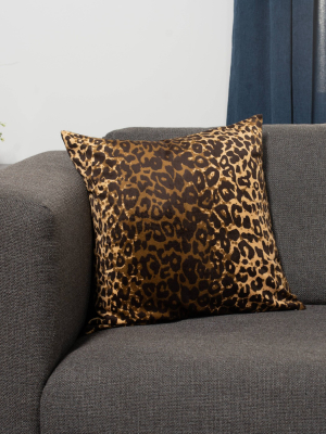 2pk 20"x20" Printed Velvet Leopard Decorative Throw Pillow Black/brown - Surefit