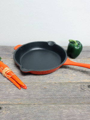 Berghoff Neo 2pc Cast Iron Set, 10" Fry Pan & Steak Press, Orange