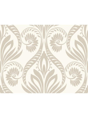 Bonaire Damask Wallpaper In Silver And Ivory From The Tortuga Collection By Seabrook Wallcoverings