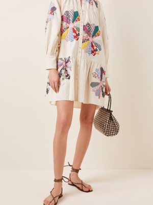 Paloma Patchwork Floral-embroidered Cotton Dress