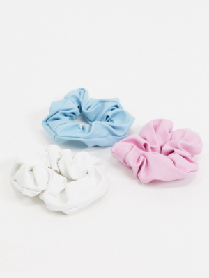 My Accessories London Exclusive 3 Multipack Hair Scrunchies In Multi Faux Leather