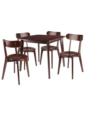 5pc Pauline Table With Chairs Walnut - Winsome