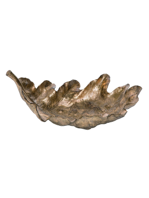 Transpac Resin 12 In. Brown Fall/harvest Elegant Leaf Bowl